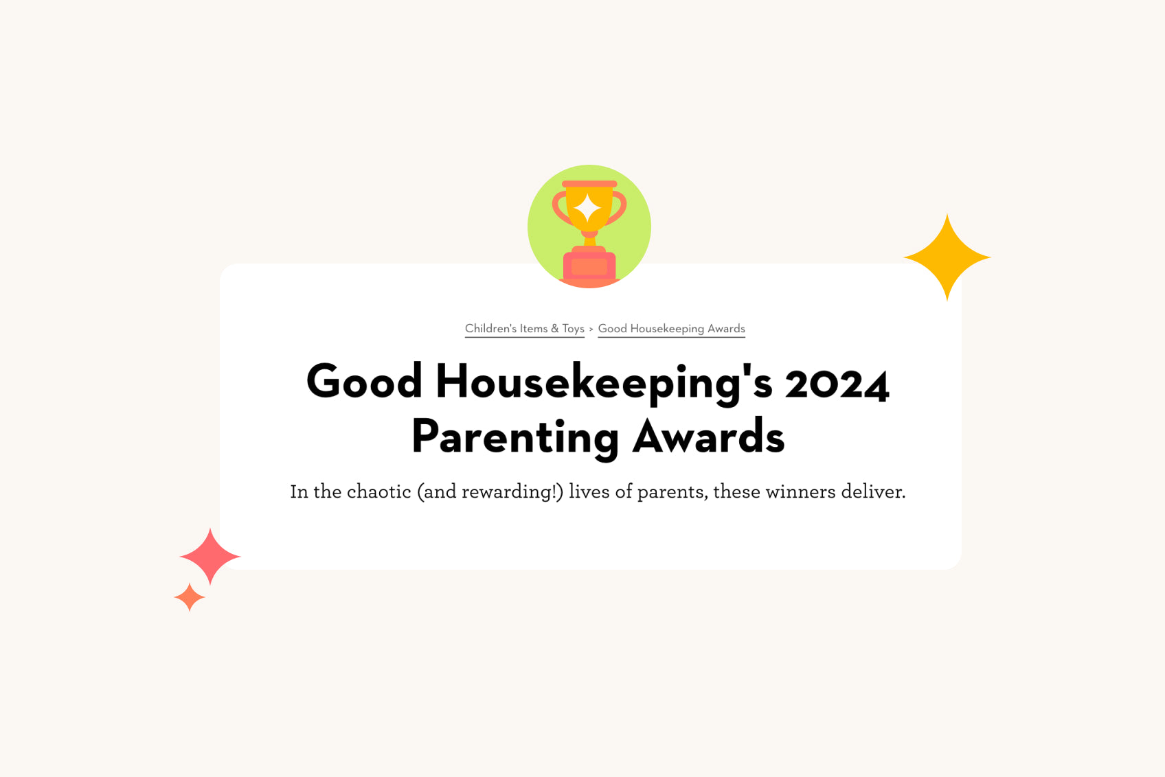 We Won Good Housekeeping’s 2024 Best Parenting Award Hearth Display